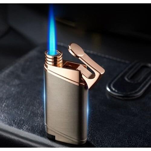 New Creative Metal+Dermatoglyph Butane Gas Jet Lighter Blue Flame Windproof Cigarette Cigar Lighter Mini Torch Lighters Gift