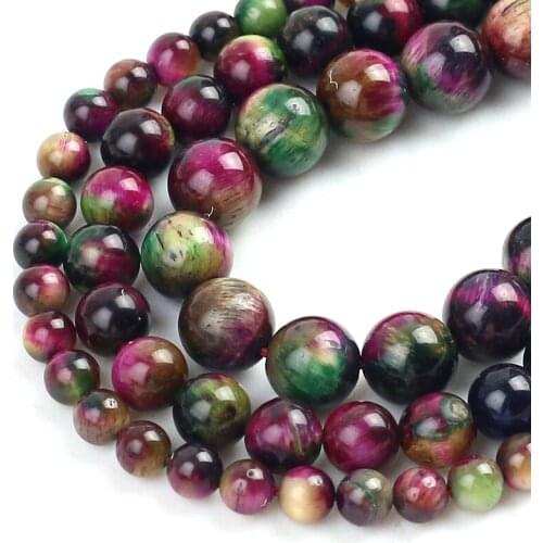 Wholesale Natural Stone Multicolor Tiger Eye Round Loose Beads For DIY Jewelry Making Bracelet Charms Accessories 15''6/8/10mm