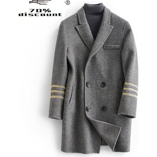 Real Wool Coat 2020 Autumn Winter Jacket Men Double-side Woolen Coats Mens Streetwear Overcoat Abrigo XCH29030 MY2433