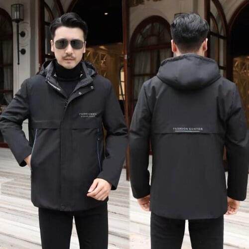 Waterproof Parka Real Fur Coat Winter Jacket Men Natural Rabbit Fur Liner Detachable Thick Warm Outerwear Streetwear