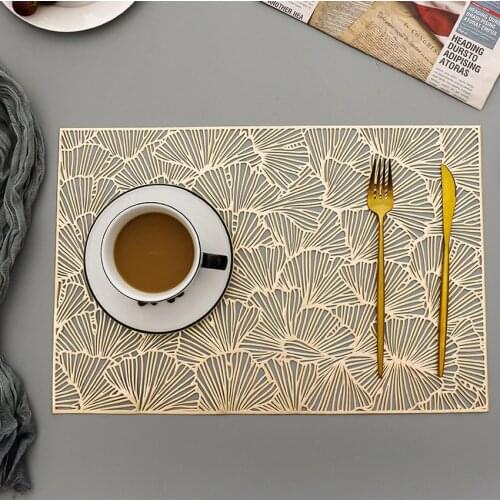 PVC Hollow Placemat Nordic Style Ginkgo Leaf Pattern Insulated Bowl Coaster Kitchen Table Home Decoration Individuales De Mesa