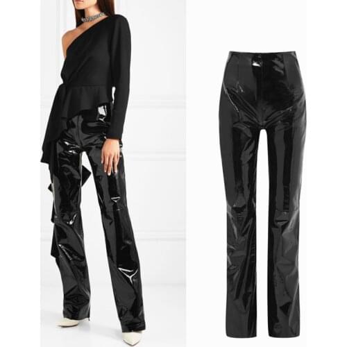 Sexy PU Patent Leather Pants Shiny Leather Pencil Pants Women Black Latex Girls Slim Skinny Trousers Female Soft Warm Legging