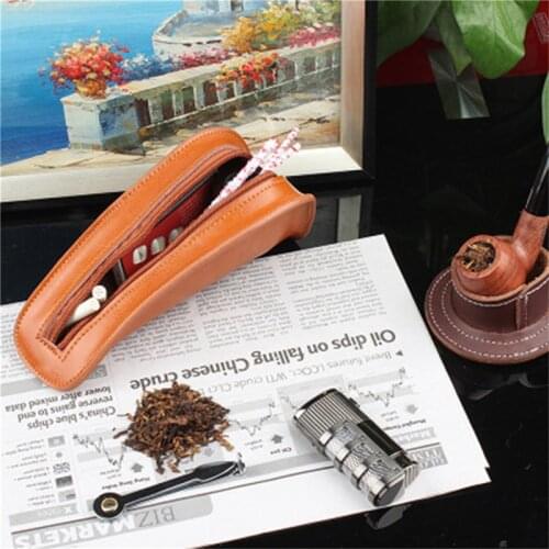 New Tobacco Pipe Pouch Bags Single Smoking Pipe Case Holder Smoking Accessories Travel Portable Leather Tobacco Bag
