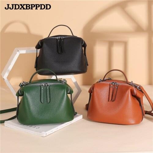 2021 Genuine Advanced Leather Hand Bag Womens Handbag Large Doctors bag All-match Female Shoulder Bag Luxury Casual Tote Bags