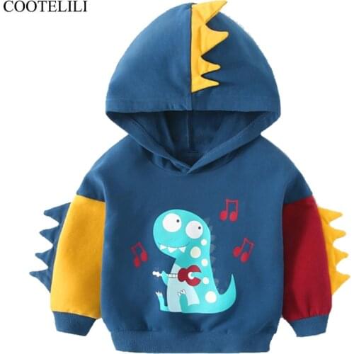 COOTELILI Autumn Winter Cute Kids Dinosaur Hoodies Childrens Girls Boys Hooded Sweatshirts Clothes Outfits Tops 90-130cm