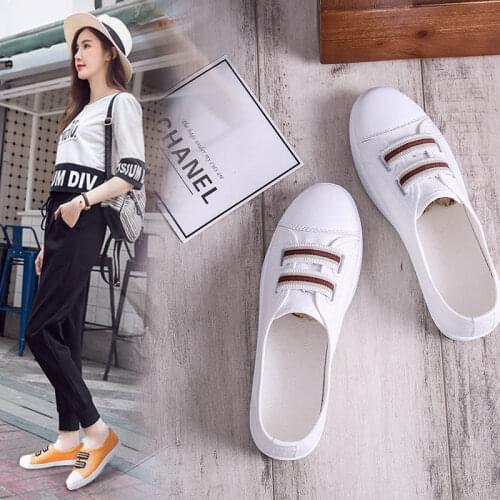 Small white shoes womens shoes summer 2018 new wild Korean students spring flat lazy canvas casual shoes