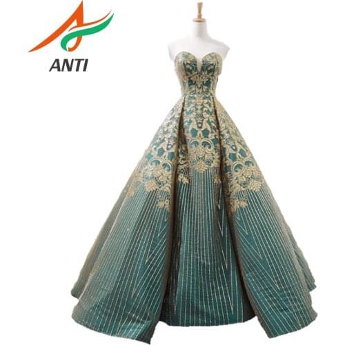 ANTI Emerald Green Evening Dress Sweetheart Neck Sleeveless Special Design Pattern long Ball Gowns robe de soiree Real Photos