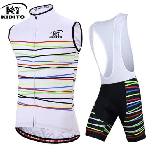 Kiditokt Cycling Suit 3D Sponge Cushion Comfortable Mens Sleeveless Bib Equipped With Breathable Cycling Clothes Elastic Summer