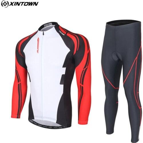 XINTOWN Team Long Sleeve Cycling Jersey Sets Mens Sportswear Ropa Ciclismo Mtb Bike Bicycle 3D Gel Padded Bib Pants Sets S-3XL