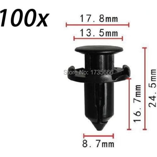 100PCS BUMPER & FENDER PUSH TYPE BLACK PLASTIC REPLACEMENT RETAINER FOR MITSUBISHI Colt FTO Galant Lancer EVO 8, 9, X MR200300