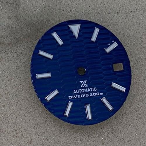 28.5mm Green Luminous Dial Exquisite Strip Nail SKX007 Watch Dial Spare Parts for NH35 Movement