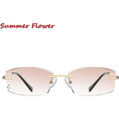 Women Titanium Prescription Lenses Glasses Men Luxury Crystal Lenses Myopia Reading Glasses Diamond Cutting Rimless Frame
