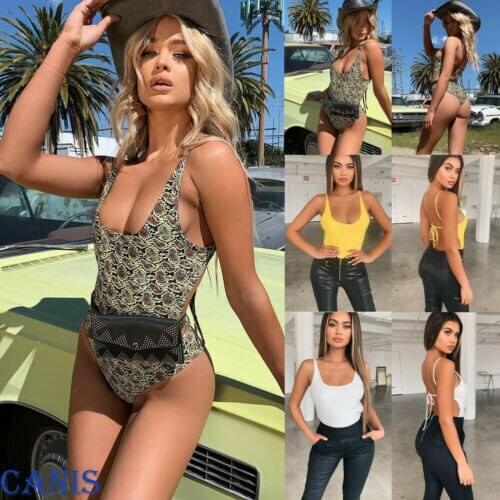 Women Summer Backless Swimming Leopard Printed Bikini Set Ladies Sexy Solid Color One-Piece Swimwear Swimsuit Bathing Suit