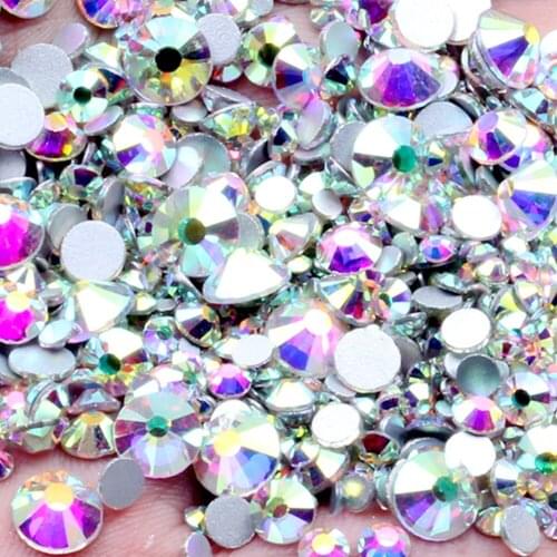 1440Pcs Mix Size of ss3-ss20 Multi-Color AB Non Hotfix Glass Rhinestones Glue On Strass Stones For Nails Art