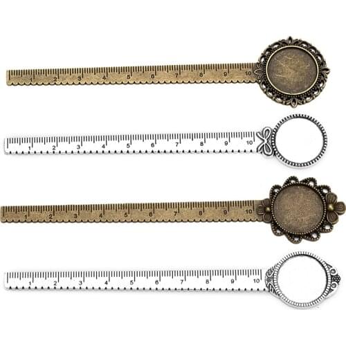5pcs/lot Antique Bronze Silver Vintage Metal Ruler Bookmark Cabochon Base Bookmark Setting fit 20mm Cabochon Cameo Bookmarks