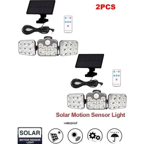 2pcs 138 led seperable remote Solar Light Motion Sensor solar Security Lamp Waterproof 6 reflectors Outdoor Lighting Entryways P