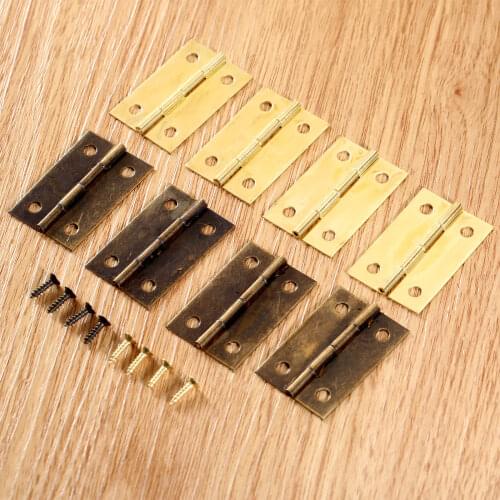 20Pcs 34*22mm Furniture Decorative Hinges Jewellery Chest Wooden Box Cupboard Cabinet Door Hinge with Screws Antique Bronze/Gold