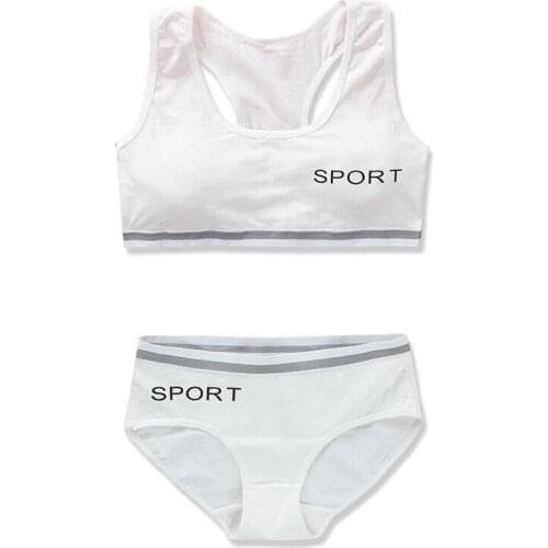 3Sets/lot Teenage Young Girls Bra Teens Girls Underwear Puberty Student Training Bra Underwear Set 8-14Y