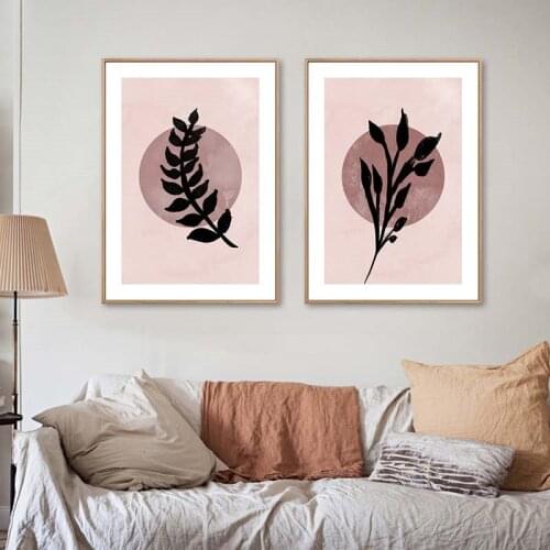 Abstract Plants Leaves Wall Art Canvas Painting Scandinavian Vintage Poster and Print Picture Cuardos for Living Room Home Decor