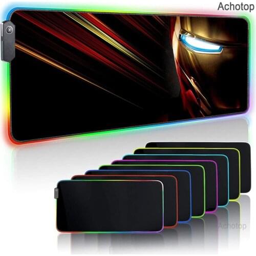 Anime Ironmans Custom Large RGB Backlit Gaming Mouse Pad LED Lighting USB Data Mousepad Gamer Computer Keyboard Pad Desk Mat
