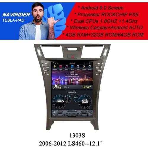 12" Car Radio GPS Navigation PX6 Tesla Bluetooth Screen Android 9 Multimedia For LEXUS LS600 LS LS460 2006-2012 Stereo Head Unit