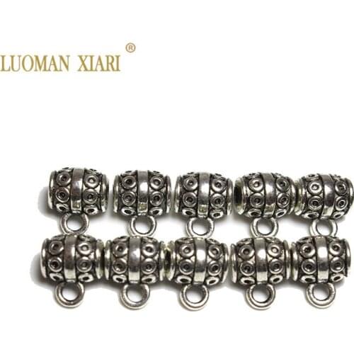 Wholesale 10pcs/20pcs Silvery Alloy Oval Spacers Beads Charms There Are Three Holes DIY For Jewelry Making Bracelet 8*10 mm