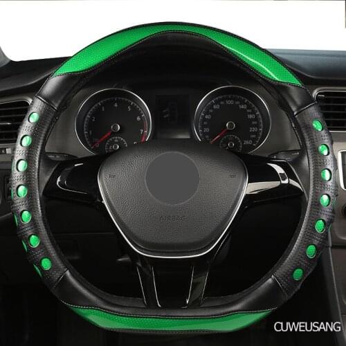 CUWEUSANG Carbon Fiber Leather Car Steering Wheel Cover For C1 C3 C4 C5 DS4 DS5 Berlingo B9 Xsara Picasso Jumpy Saxo Spacetourer