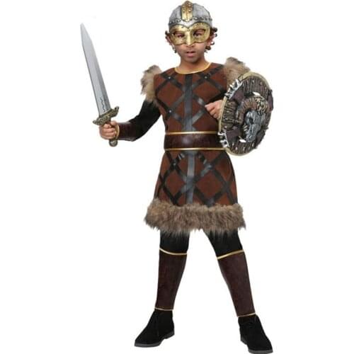 Children Boys Medieval Knight Warrior Stage Cosplay Costume Party Nordic Costumes Norman Chevalier Viking Pirate Tops Halloween