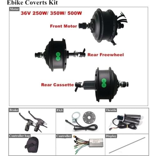 Ebike Conversion Kit with 36V 250W 350W 500W Brushless Geared Hub Motor Controller PAS Speed LED Throttle No Display Brake Lever