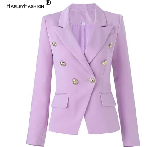 HarleyFashion Spring Fall Fitness Elegant Unique Candy Color Quality Street Womens Jacket Lilac Blazers