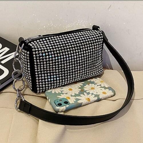 2021 HOT Diamond Hobo Bag Women Handbag Clutch Fashion Vintage Shoudler Handbag Hobos Diamond Messenger Handbag Lady Shiny Hobo