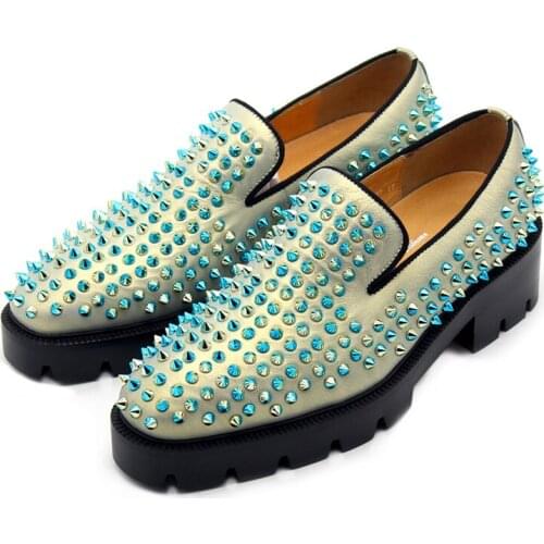 Hot Square toe Rivet Casual Shoes Loafers Genuine Leather increase Men Shoes High Quality Mens Shoes