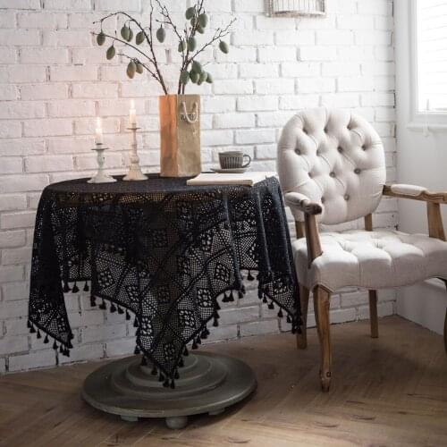Cotton Knitted Table Clothes Vintage for Wedding Crochet Tables Cover Handmade Hollow Weaving Tablecloth Lace Home Living Room