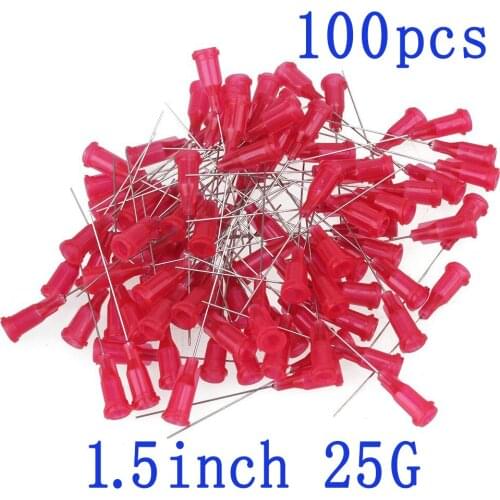 100pcs, Dispensing Needles With Luer Lock 25Gauge x 1.5inch/38mm.Blunt Tip Syringe Needle 25Ga Plastic Injection Needle