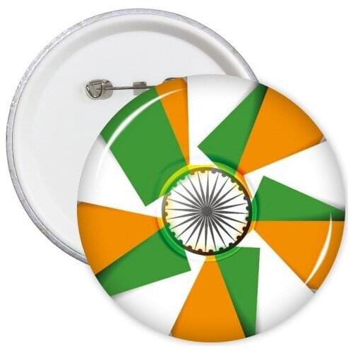 India Flavor Hinduism Religion Lotus Candle Pedestal Pattern Colorful Lattice Round Pins Badge Button Clothing Decoration 5pcs