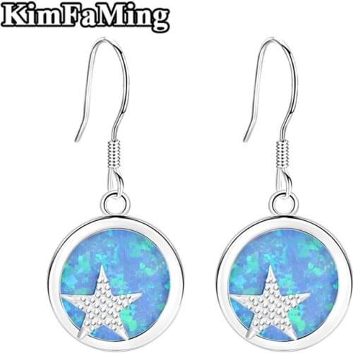 Hot Tredny High Quality 925 Sterling Silver Opal Star Jewelry Earrings for Women OPE048