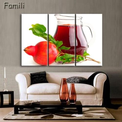 New 3 Panel Fruits Juice In Cup Canvas Painting Large HD Wall Pictures for Living Room or Kitchen Decorative,oil painting
