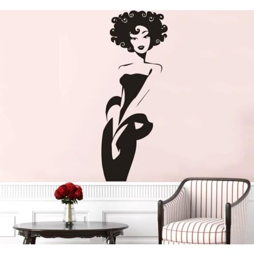 Beauty Studio Decoration Elegant Lady Wall Art Decal Sexy Women Design Vinyl Wall Sticker Night Dress Girl Murals