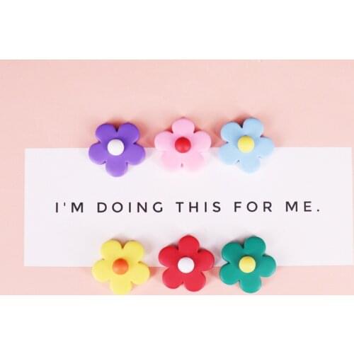 Refrigerator Magnets 6Pcs/Pack Resin Multicolors Cute Flower Multi Purpose Home Wedding Decoration Magnet Sticker