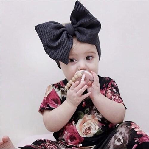 Cute Solid Color Newborn Baby Girl Elastic Headband Kid Adornment Turban Bowknot Soft Hairband Toddler Headwear Hair Accessories