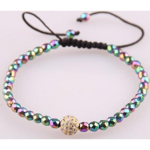 MOODPC Hot Sale Pacet Bead Hematitewith Beads Micro Zircon ball Charm Bracelet For Yoga Bracelet