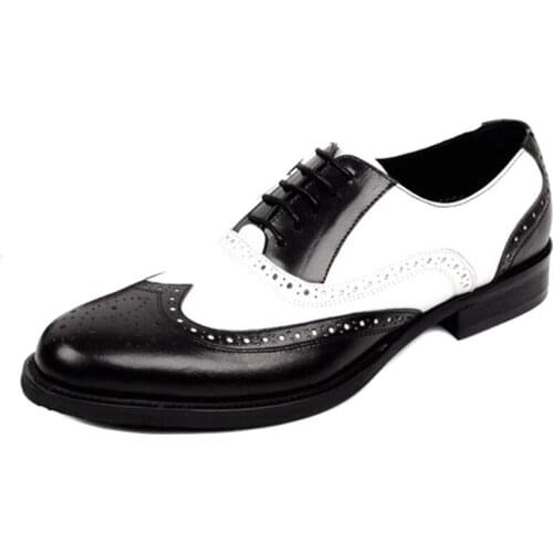 Men Dress Genuine Leather Oxford Shoes Casual Formal Luxury Wingtip Men Brougues Shoes da19