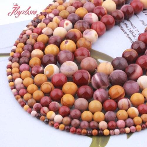 Natural Mookaite Jaspers Multicolor Loose Smooth 4/6/810MM Stone Beads For DIY Necklace Bracelets Jewelry Making Strand 15"