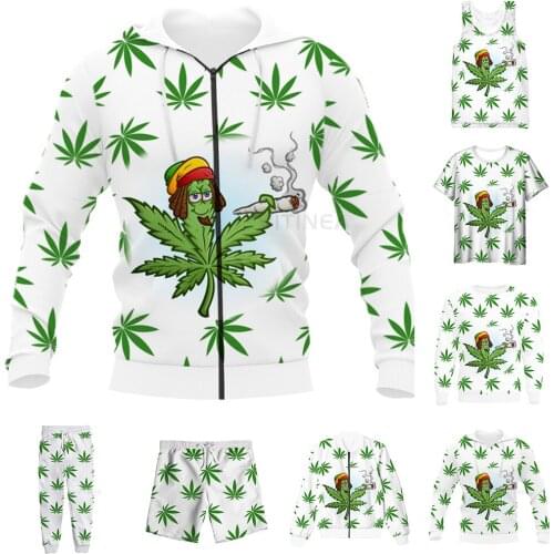 New Funny 3D Full Print Cheerful Marijuana T-shirt/Sweatshirt/Zip Hoodies/Thin Jacket/Pants Four Seasons Casual Suit V67