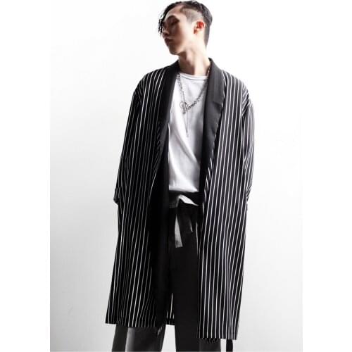 New simple vertical stripe loose windbreaker long coat in May of the 20th summer