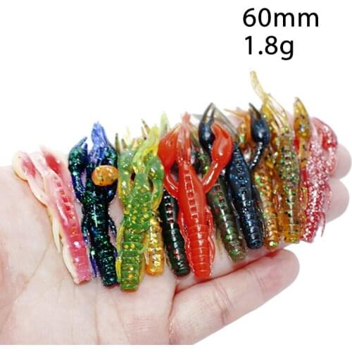 Crawfish Lures Craw Bait 6cm 1.8g 50pcs Bass Crappie Fishing Jig Trailer Soft Plastic Shrimp Creature Crawdad Baits
