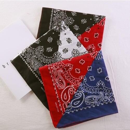 Half Black And White Color Paisley Bandanas Hip Hop Street Dance Punk Personality Scarf Neck Wrist Band Bandana Neck Wrist Wrap