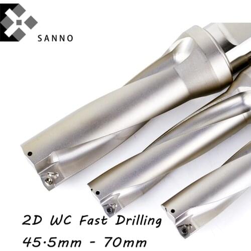 Free shipping 2D 45.5 -50mm, 50.5-55mm, 55.5mm-59mm 59.5-70mm WC indexable drills bit deviation drilling fast U drill bits
