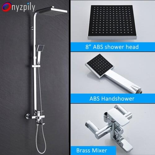 Shower Faucet Chrome 8"10"12"Bathtub Bath Rainfall Shower Mixer Tap Wall Mount Shower System Kit Hot Cold Water Shower Mixer