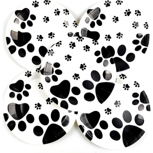 Dog Paw Theme Plates Kids Boys Favors Dishes Baby Shower Decoration Happy Birthday Events Party Tableware Supplies 10pcs/lot